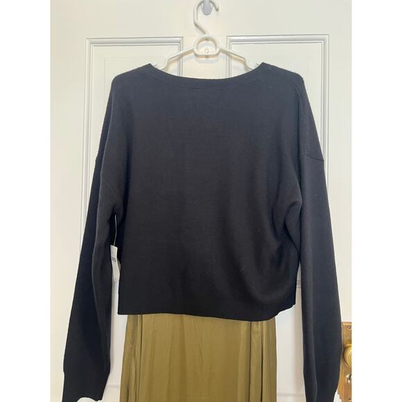 NEW Anthropologie Gemini Twofer Sweater Dress Set Green Midi Black Women's L - Picture 8 of 16